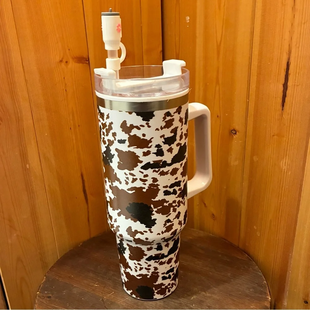 40oz Cow Print Tumbler - NEW - Picture 7 of 8